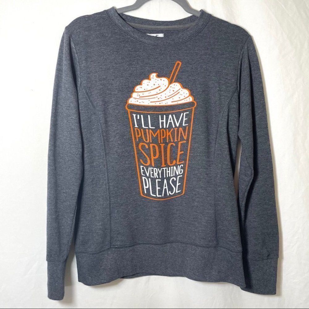 Everything Pumpkin Spice gray crew neck sweatshirt Fall Size M